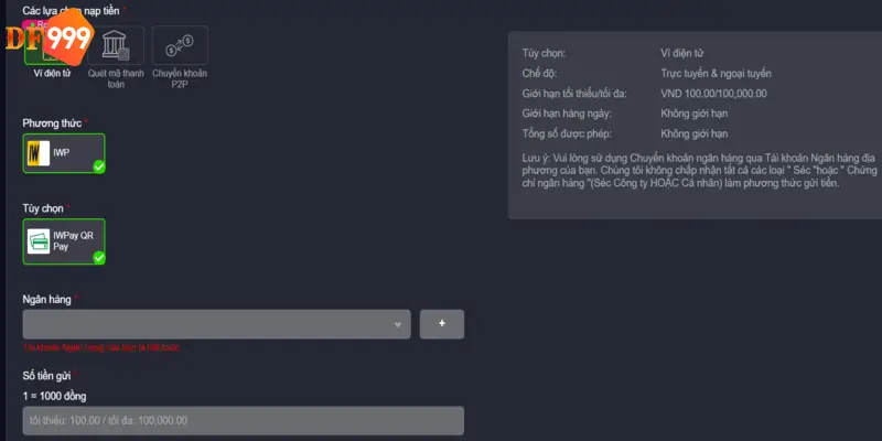 nạp tiền DF999